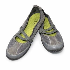Clarks Womens 7 Grey Privo  Comfort Soft Foam Cushion Mary Jane  Loafers Shoes